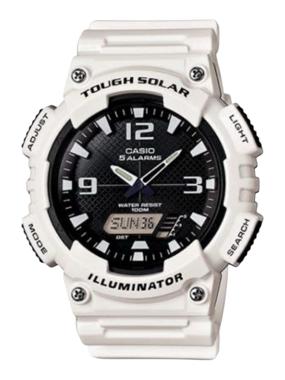 Casio White Resin Analog-Digital Sport Watch with Black Dial